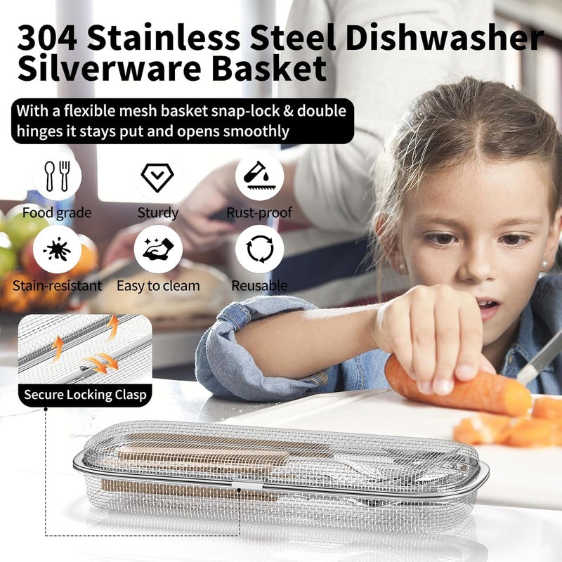 WHBDGP Dishwasher Basket,Dishwasher Silverware Basket for Small Items,Replacement 304 Stainless Steel Dishwasher Utensil Mesh Drain Silverware Holder for Chopstick,Fruits,Scoops (Medium) - Image 2